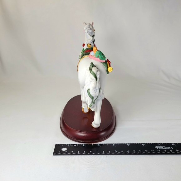 Vintage 1993 Lenox Christmas Carousel Horse Figurine Teddy Bear Wood Base 24k - Picture 10 of 13